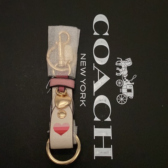 Coach Accessories Coach Trigger Snap Bag Charm Fob Stripe Heart